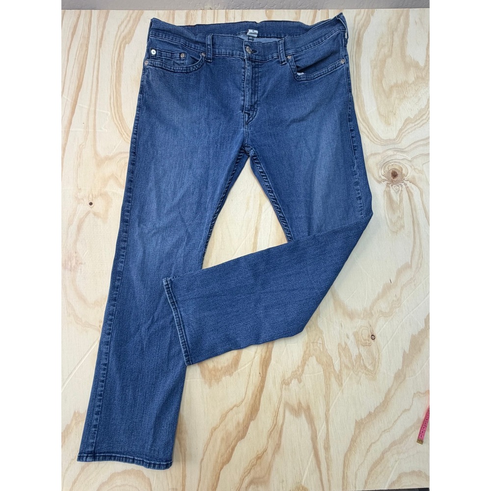 True Religion Ricky Relaxed Straight Jeans Mens 40x32 Offset Blue 103420 Denim